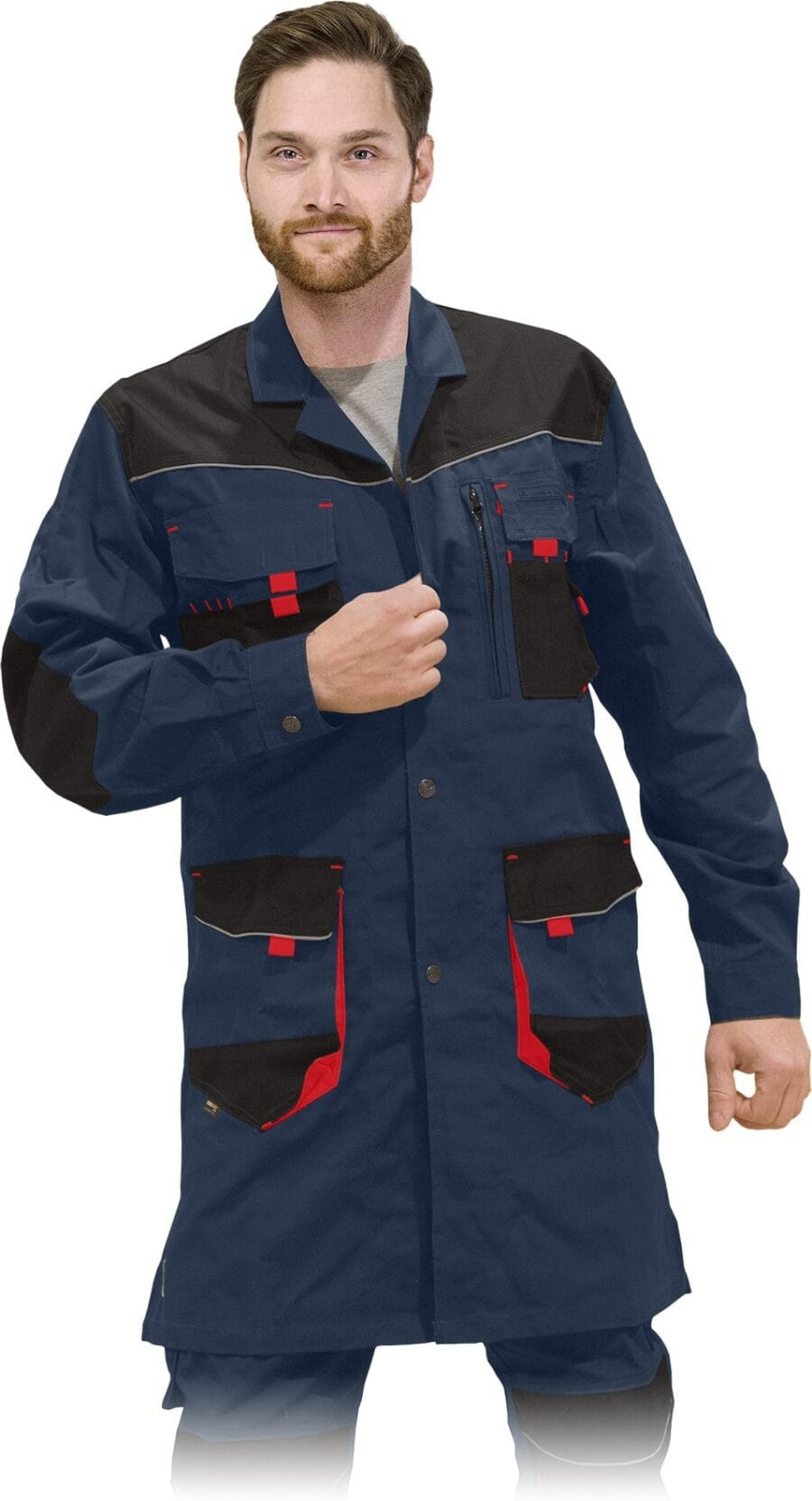 Pracovný plášť montérkový PROFI NAVY RED 2.0